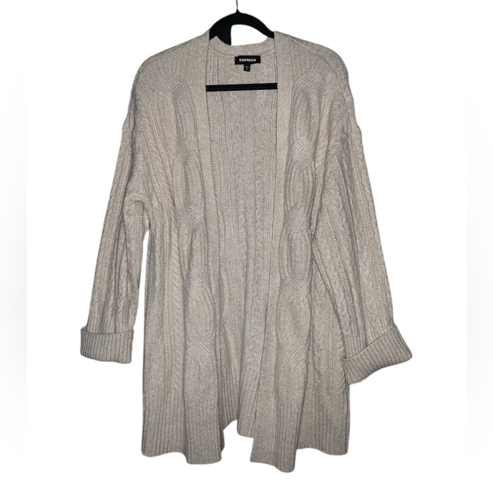 Express‎ Tan Open Front Cozy Cardigan With Cuffed Sleeves Size Medium